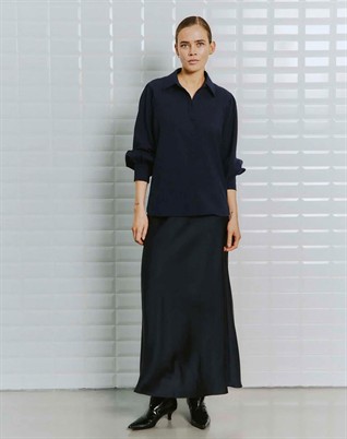 Dagmar WBL Sateen Maxi Rock - Midnight Blue